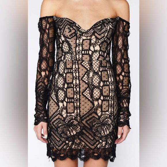 Bardot Zendaya Mini Lace Dress In Black - Picture 3 of 13
